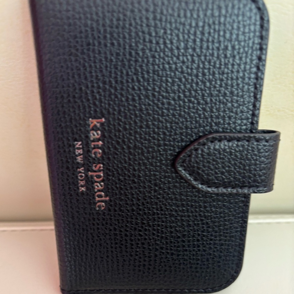 Kate Spade Black Leather Phone Case Magnetic Phone Wallet - New